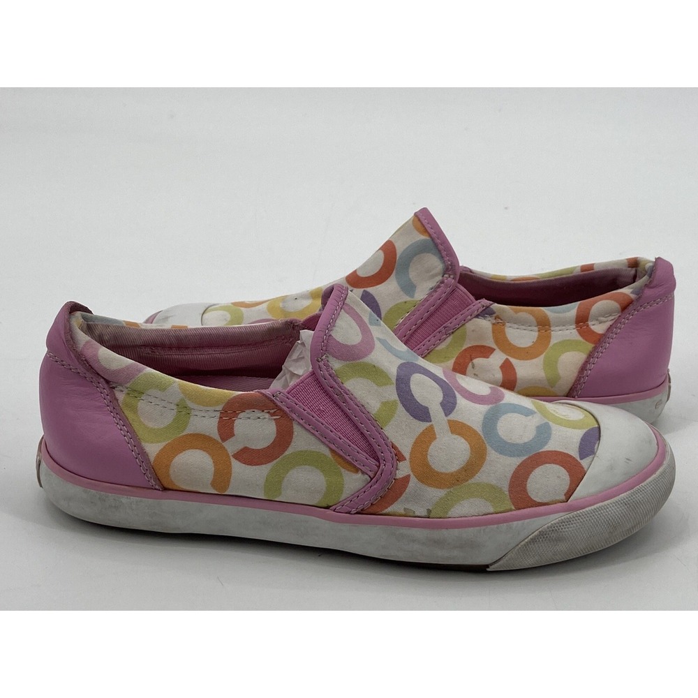 Coach Beale Pink Multicolor C Logo Monogram Slip On Sneaker Women's Size 5B